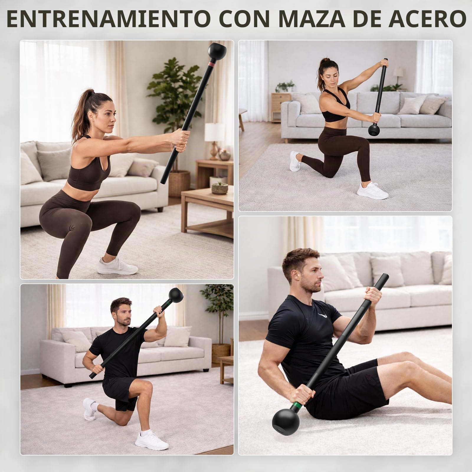PhysKcal Mace Bell Clubbell de Acero Macizo