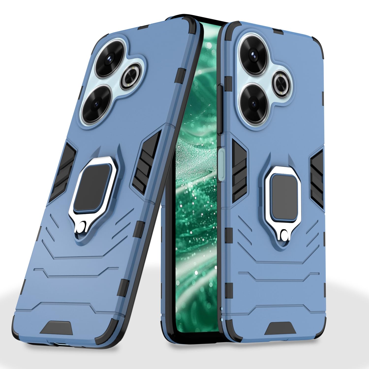 Pikkme D5 Tough Armor Back Cover | 360 Protection Case | Ring Holder Stand Bumper Case for Redmi 13 5G / Poco M6 Plus 5G (Blue) (B0D9WC9HYM) Amazon Price History, Amazon Price Tracker