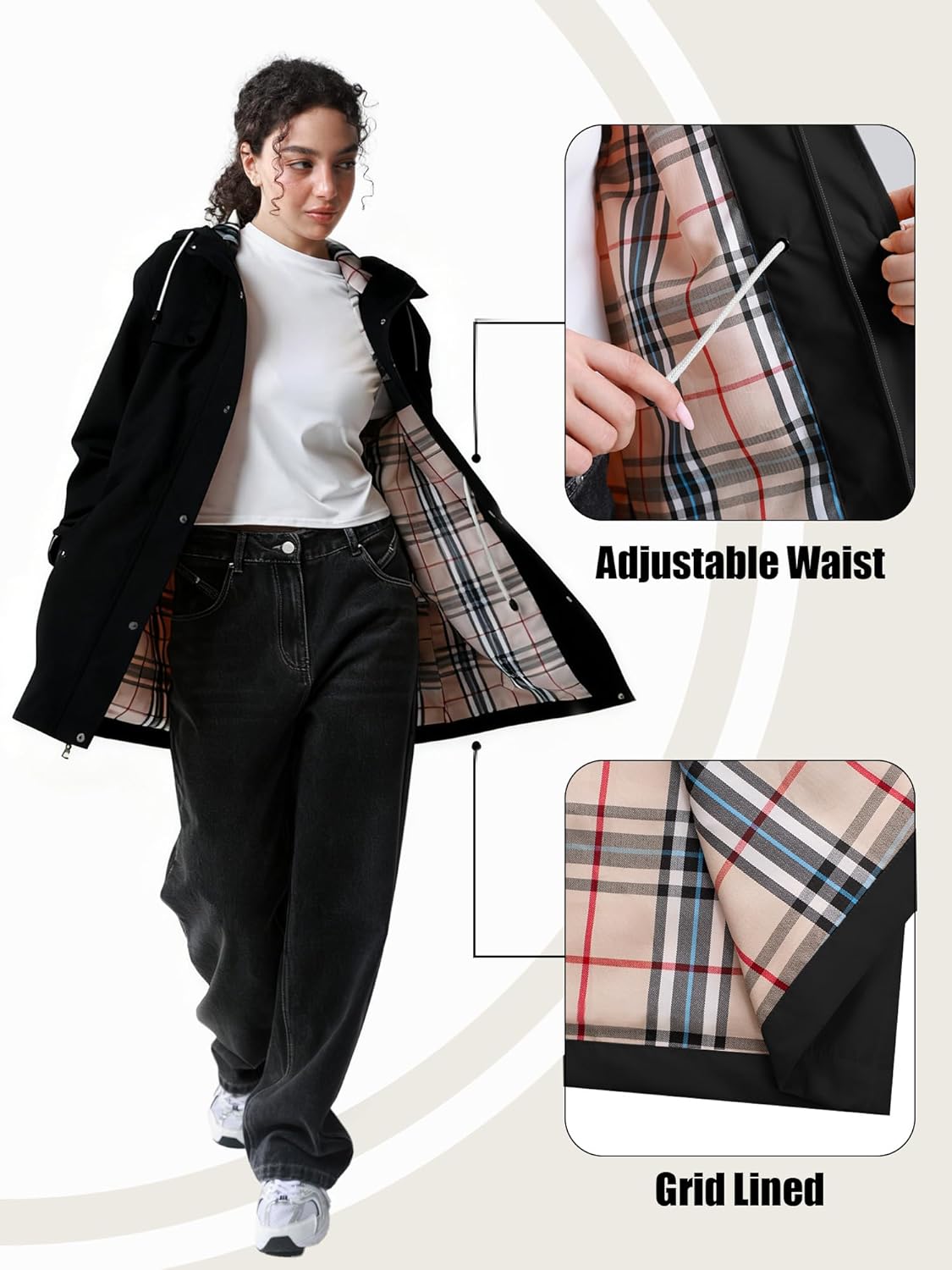 PITINAN Raincoat For Women Waterproof Long Hooded Rain Jacket Outdoor Raincoat Windbreaker S-XXL - Image 3