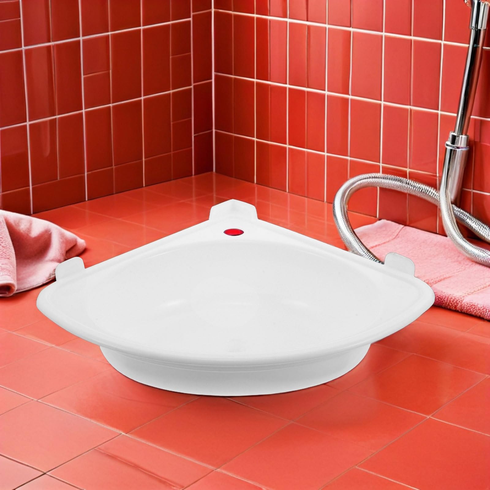 Angoily 1 Juego de lavabo esquinero pequeño triangular de plástico para baño, montaje en pared, ideal para aseo, patio, lavadero, tocador o vestidor.