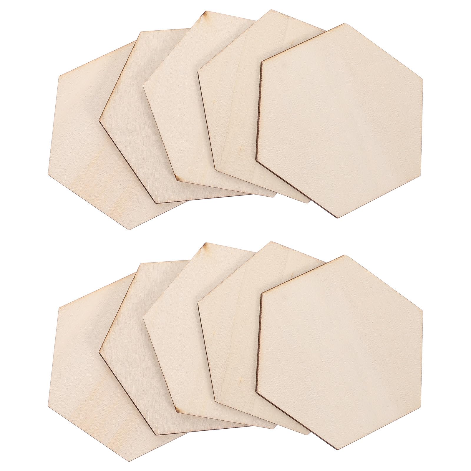 100 Pezzi Esagoni in Legno Grezzo di Faggio 9x8x0,25 Cm per Decorazioni Murali Casa, Ritagli Artigianali Pittura Fai da Te, Forme Esagonali Vuote Naturali per Progetti Creativi