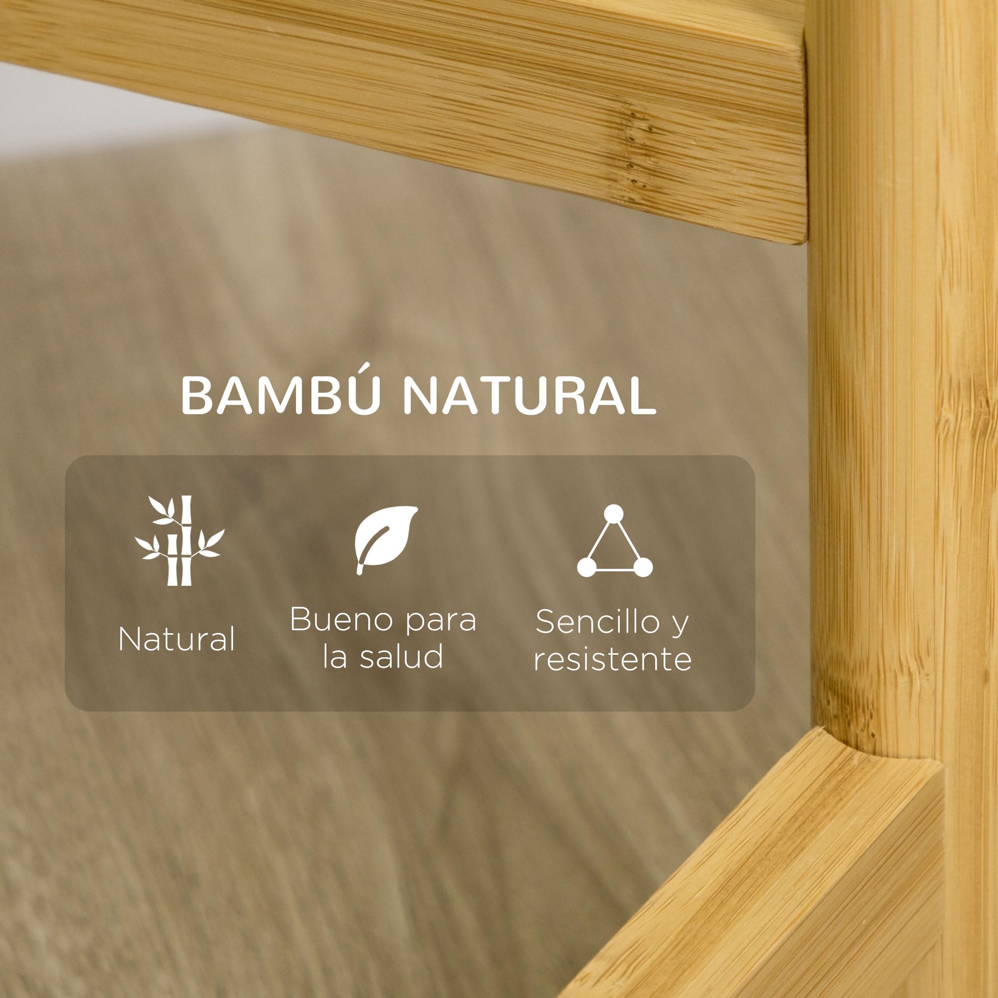 Outsunny Soporte para Plantas con Pies de Bambú Ø28x80 cm Natural y Blanco