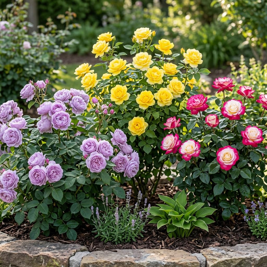 Rosenkollektion Exklusiv 3 Pflanzen, Winterharte Mehrjährige Staude, Duftende Echte Rosen, Große Wurzelnackte Pflanze aus Holland für Garten und Topf (keine Samen)