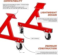 Vista 2 de Mobile Engine Cradle Stand for V8 & LS Engines - Steel Rolling Stand w/Wheels & Tool Storage Easy Assembly (Fits All LS Models)