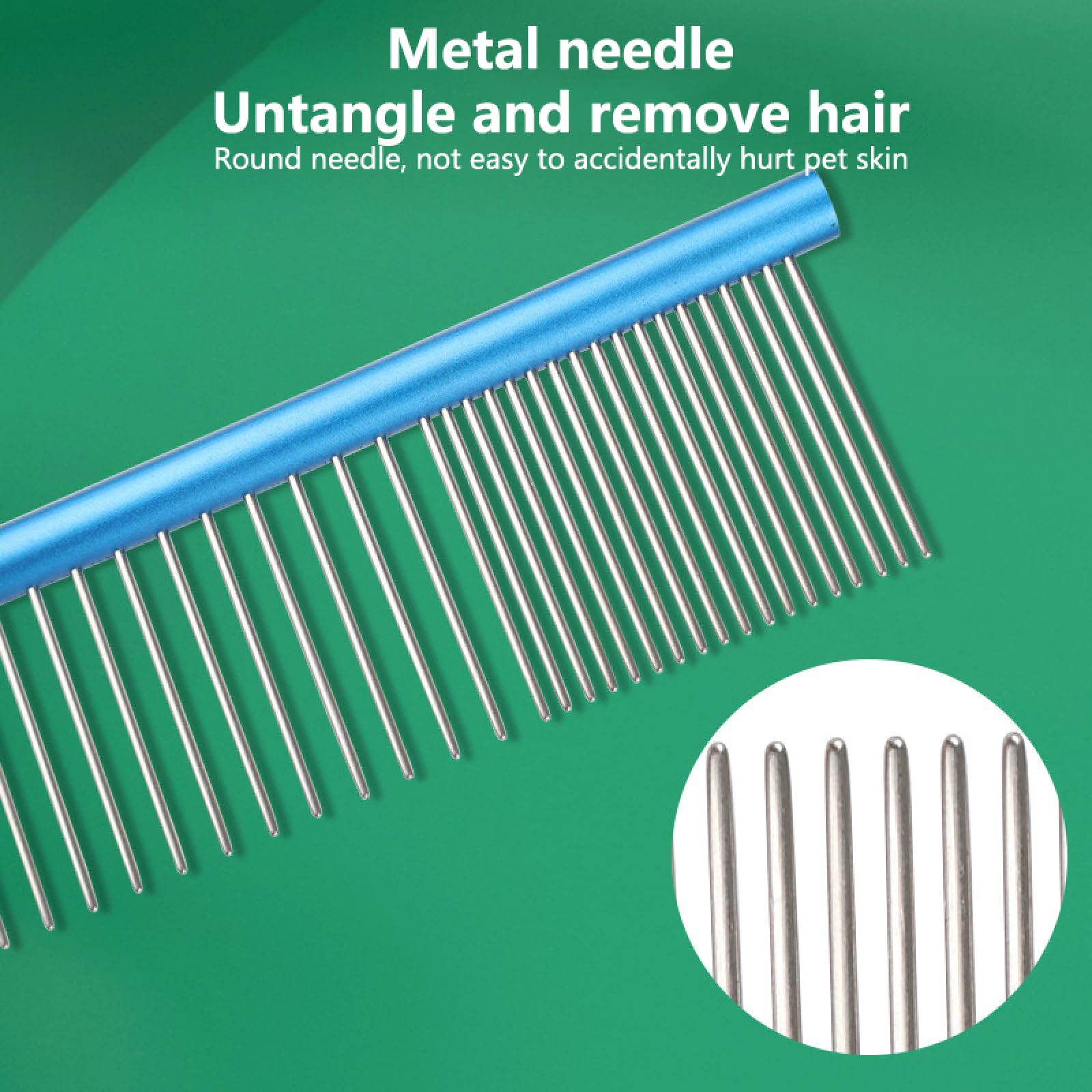 Pettine per toelettatura per cani, 2 pezzi, 30 cm, per rimuovere i peli degli animali domestici, in acciaio inox, con perno dritto e pettine per rimuovere i peli 02
