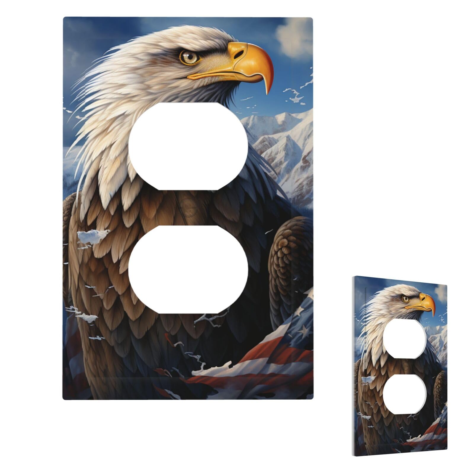 Eagle Wall Plate Cover Modern Decorative 1 Gang Light Switch Cover Unbreakable Receptacle Outlet Covers For Living Room Bedroom Home Decor Duplex