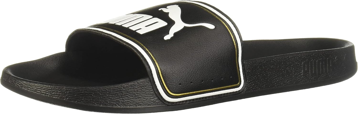 PUMA Leadcat Slide Sandal, Black Team Gold White, 11 M US