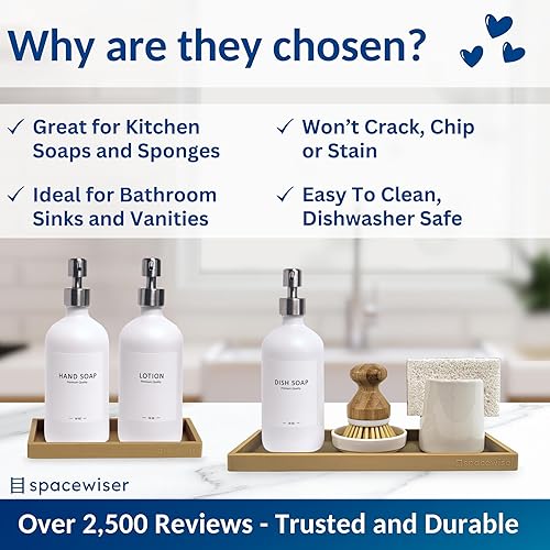 Miniatura 8 de Bandeja de encimera y tocador, 2 unidades (11 y 7 pulgadas), bandejas de silicona inastillables para cocina y baño para encimera, bandeja