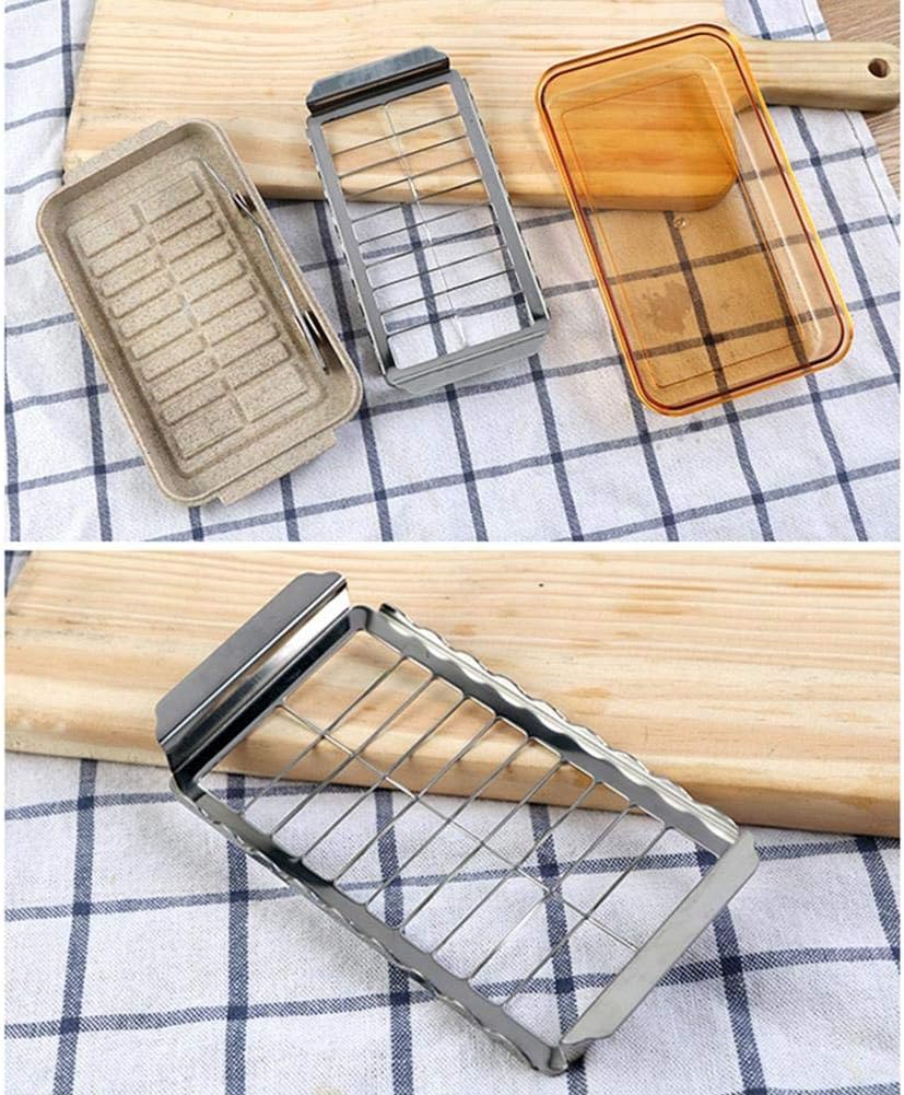 Butter Container Stainless Butter Cutter Case Butter Dish with Lid Knife Container Sealing Storage Dish Cheese Dish for All Types of Butter (Color : A)
