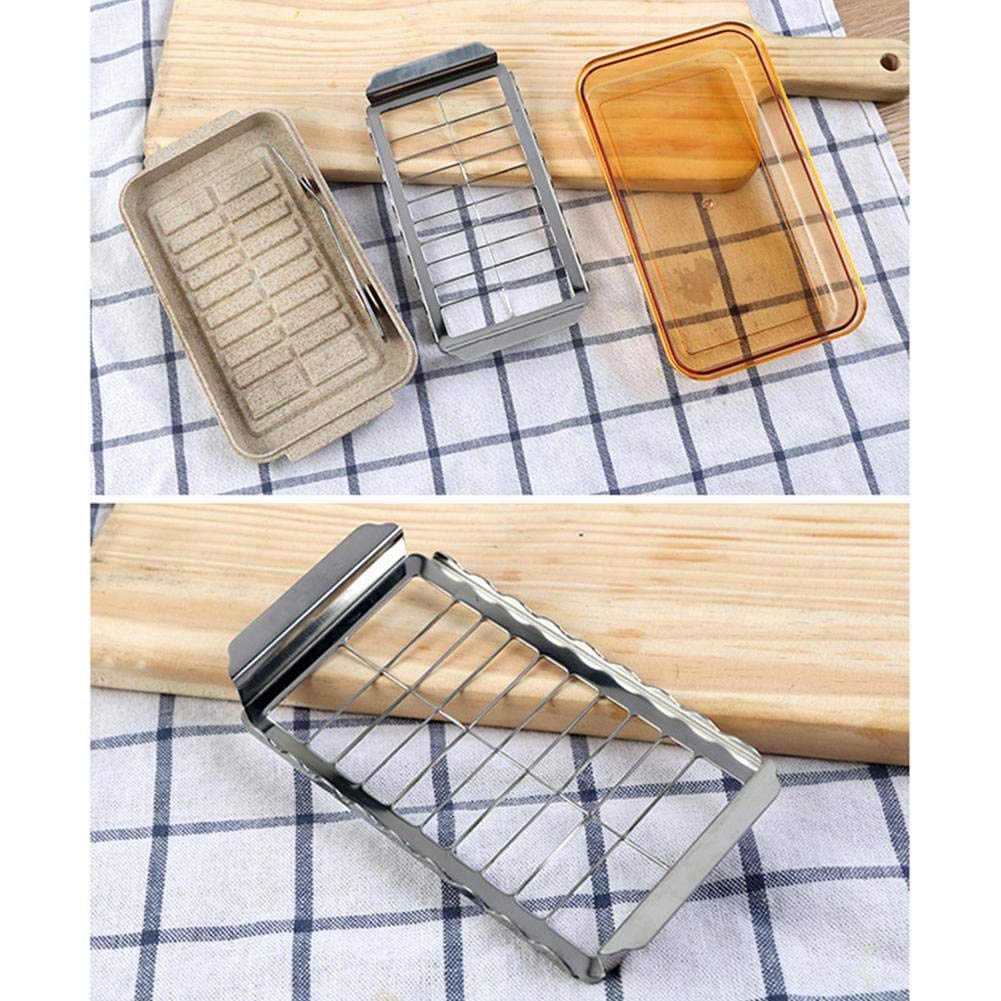 Beurrier Étui Coupe-Beurre en Acier Inoxydable, beurrier avec Couvercle, Couteau, conteneur de scellage, Plat de Rangement, Plat à Fromage Boite à Beurre (Color : A)