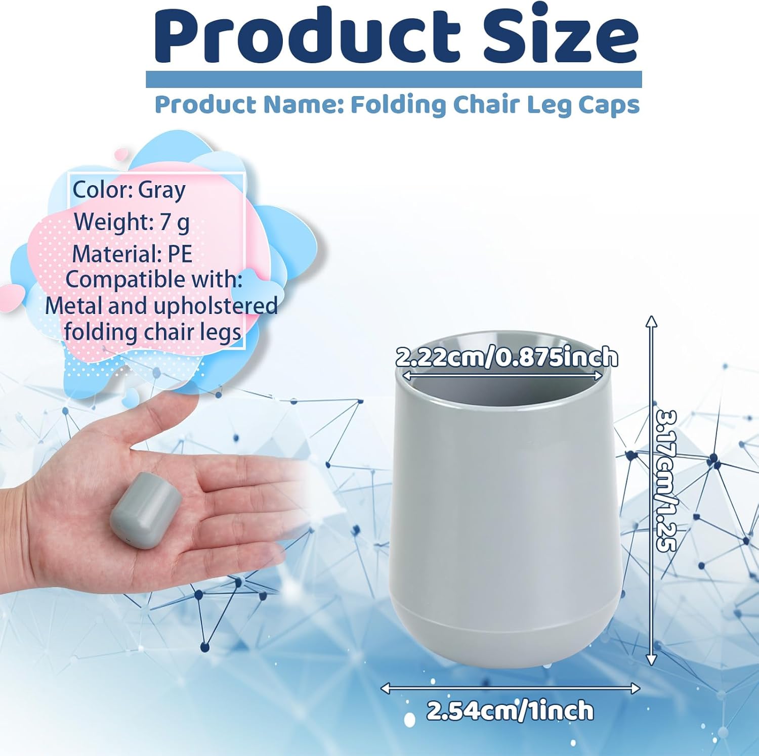 150 Pcs Folding Chair Leg Caps 7/8 Inch Grey Furniture Leg Feet Covers Heavy Duty Plastic Round Chair Covers for Hardwood Floor Protectors