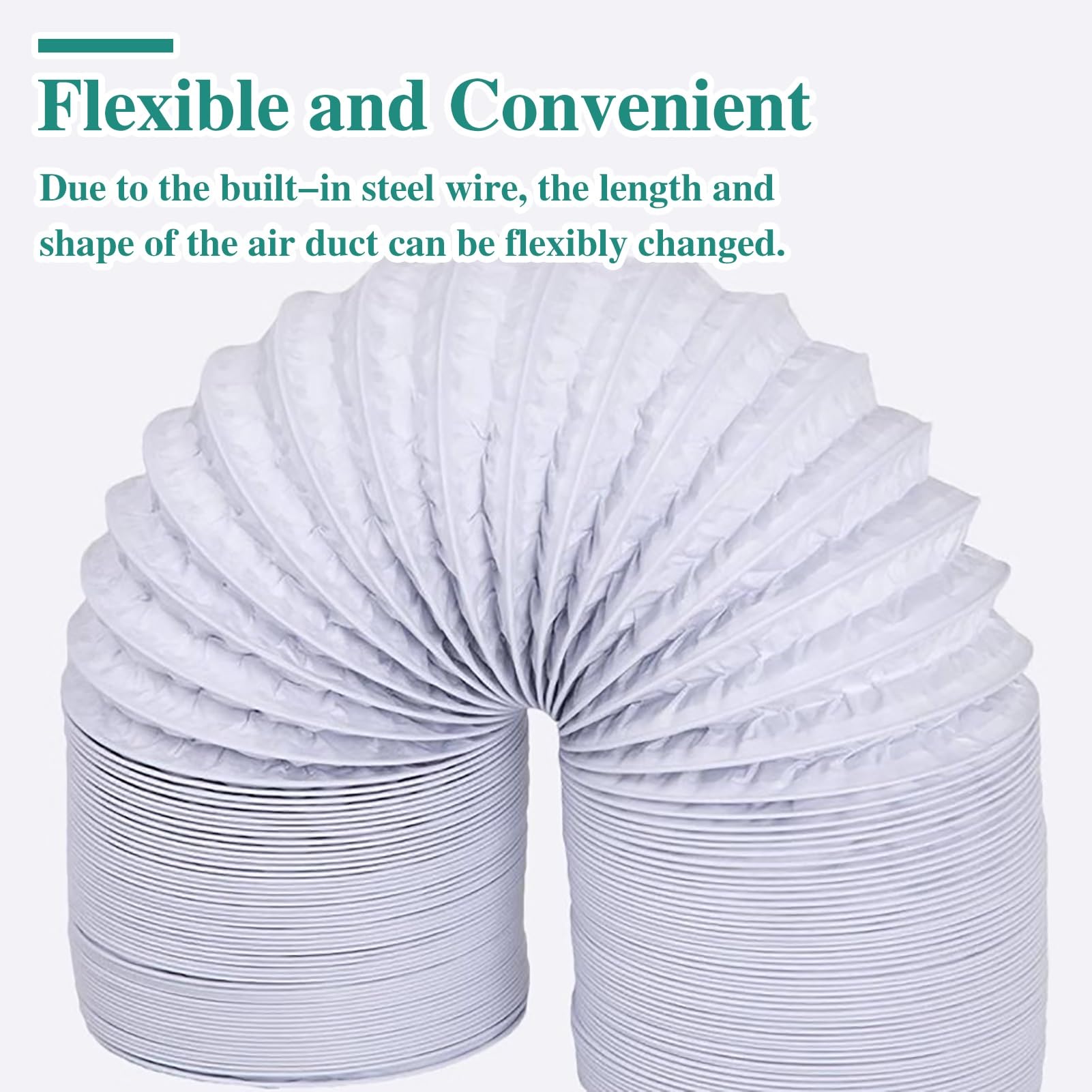 Tubo Flexible Manguera Flexible de Ventilación para Secadora de 50 Pies para Espacios Reducidos, Extensión de Conducto de Ventilación para Carpas de Cultivo en Interiores O Exteriores(White,90mm(3 1/2
