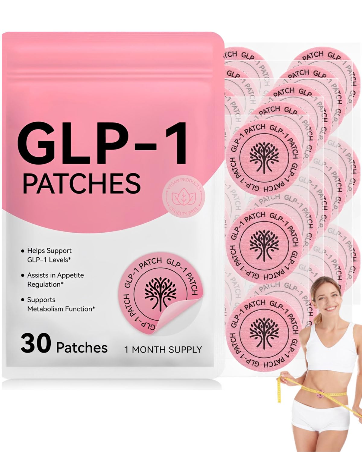 GRETY Parches GPLP-1 Para El Equilibrio Metabólico, Soporte de Forma Saludable, Pegatinas de Ayuda al Metabolismo de Apoyo para La Piel del Vientre Toda La Piel | 30Pcs