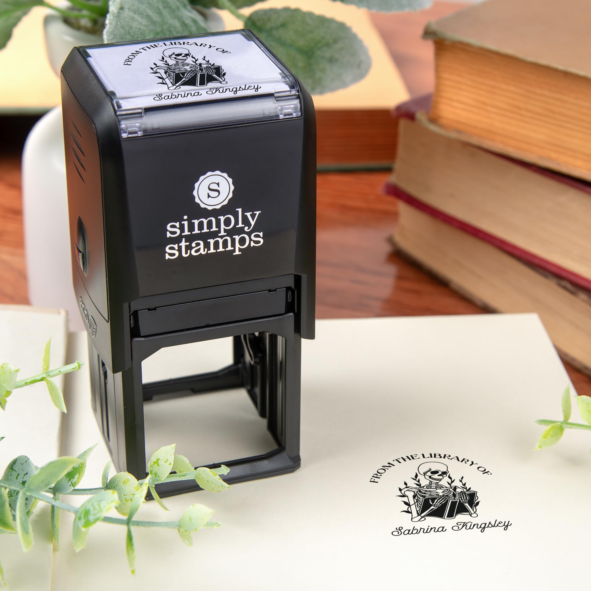Personalized Library Stamp Custom Book Embosser Stamp - With Floral ...