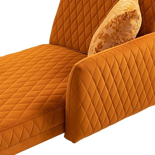 Miniatura 5 de Sofá de dos plazas Accent, moderno, tapizado, de terciopelo, con patas de metal dorado rosa, diván plegable ajustable, para el hogar, sala de estar,