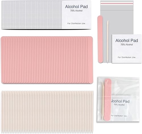 Juego de 50 herramientas desechables para uñas a presión, incluye 50 limas de uñas, 50 almohadillas de preparación, 50 palitos de madera, 50 bolsas