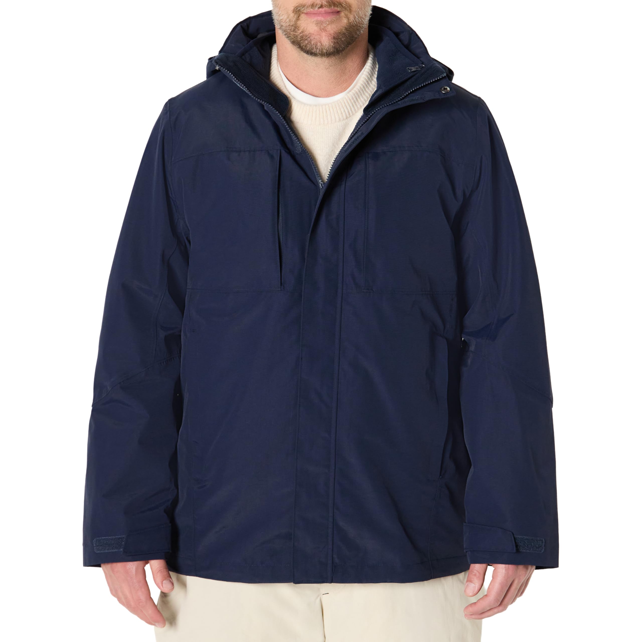 Amazon Essentials Men's Water Resistant 3 in 1 Snow Jacket, Navy, X-Large