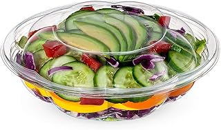 GUSTO [18 oz. - 50 Count Clear Plastic Salad Bowls with Lids, Disposable Salad Containers - Perfect for Takeout, Salads, and Meal Prep (Formerly Comfy Package)