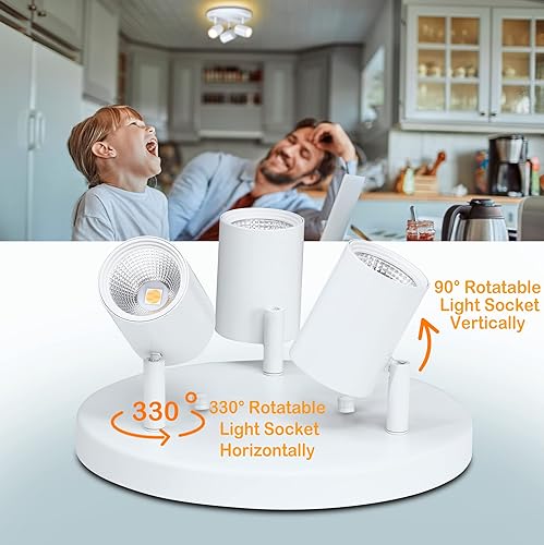 Miniatura 6 de CLOUDY BAY 5CCT - Foco de techo direccional de 3 luces, cabezales de luz LED regulables, CRI90+, 2100Lm para pasillo y cocina, color blanco