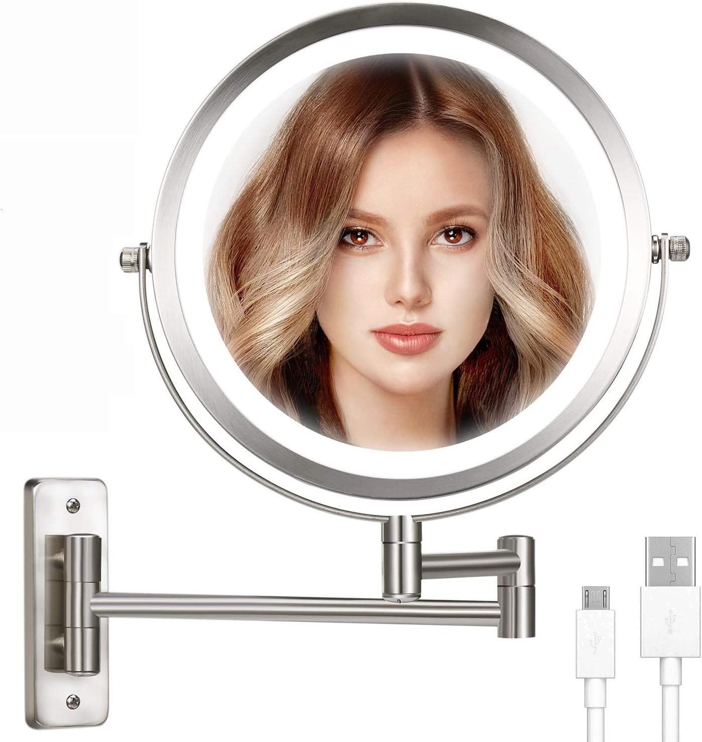 VESAUR Rechargeable Wall Mounted Lighted Makeup Mirror,8