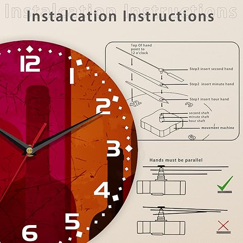 Miniatura 4 de Reloj para sala de estar, reloj de pared de vino abstracto, reloj de pared de madera vintage, silencioso sin tictac, funciona con pilas, números