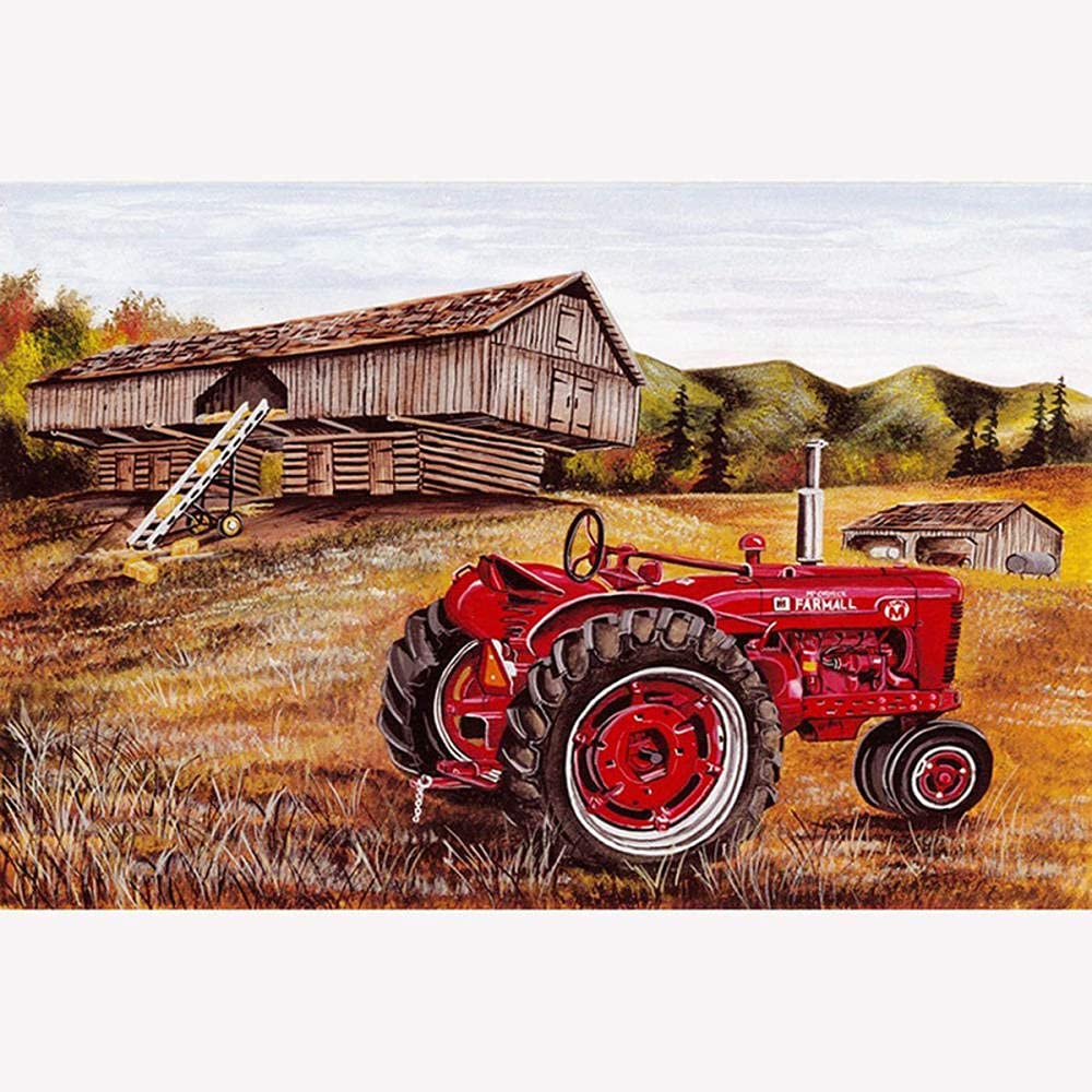 ZHXXFD Diamond Painting Kits for Adults Kids,Full Round Drill Diamond Painting Farm Red Tractor 40X50 Large 5D Diamond Art Cross Stitch Embroidery Crystal Gifts Wall Art — image 1