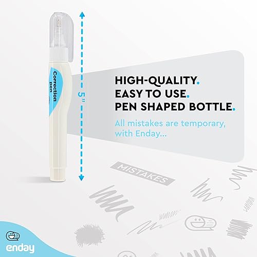Miniatura 5 de Enday - Bolígrafo corrector (4 unidades) - Bolígrafo blanco de 0.2 onzas líquidas (0.2 fl oz), punta de metal, bolígrafos blancos