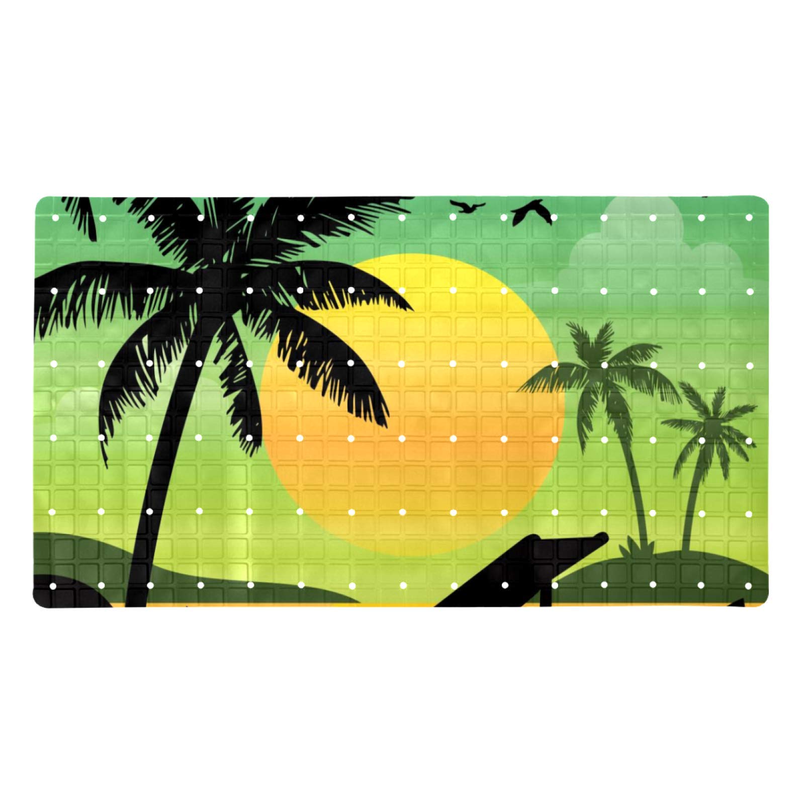 Alfombrilla de baño con ventosas 71x40 cm alfombra antideslizante para ducha diseño de palmeras