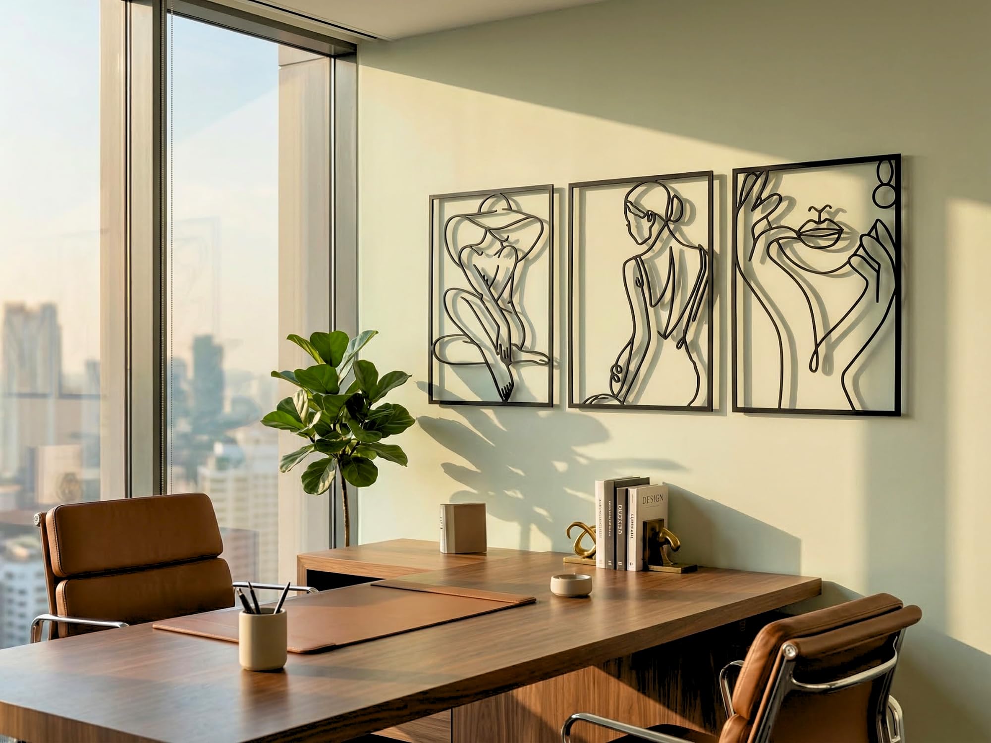 Vailla Art Sensuel Décoration Murale Bois 3D – Triptyque Mural Salon Bureau