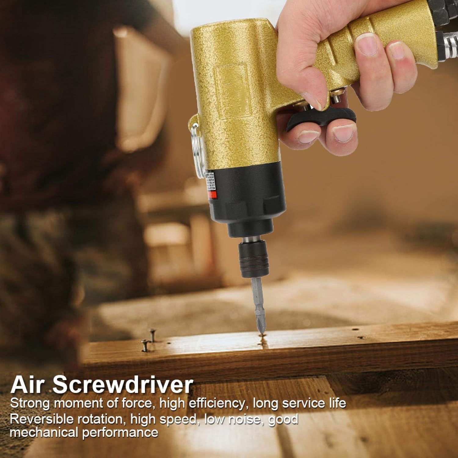 Pneumatic Screwdriver,1/4" Pneumatic Air Screwdriver Reversible Type Industrial Screw Driver Tool 5000rpm