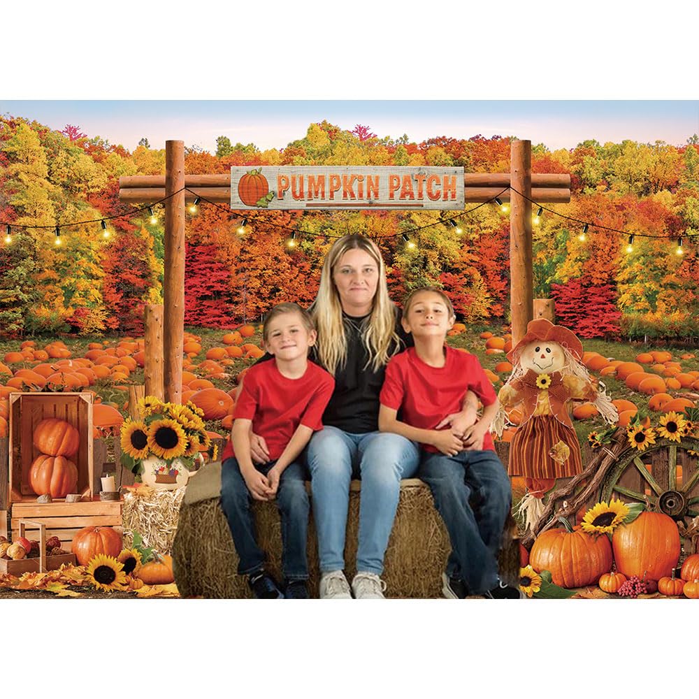 Herbst-Fotohintergrund 2,1x1,5 M – Mit Kürbissen, Ahornblättern & Sonnenblumen Für Erntedank-Deko
