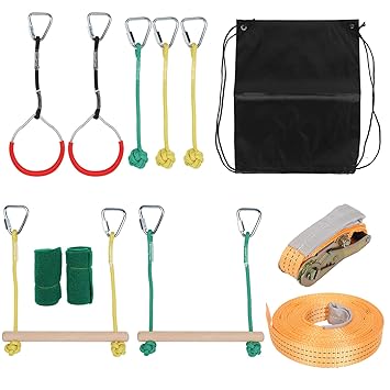 Children Climbing Set | Kids Climbing Slackline Outdoor Fitness Equipment Playground Accessories for Trees with Knotts,Gift for Boys Girls,Interesting.