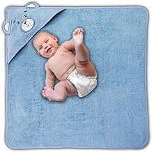 Cieffepi Home Collections TEDDY Accappatoio Quadrato Neonato Neonata Personalizzabile con cappuccio integrato (Celeste, Personalizzato)