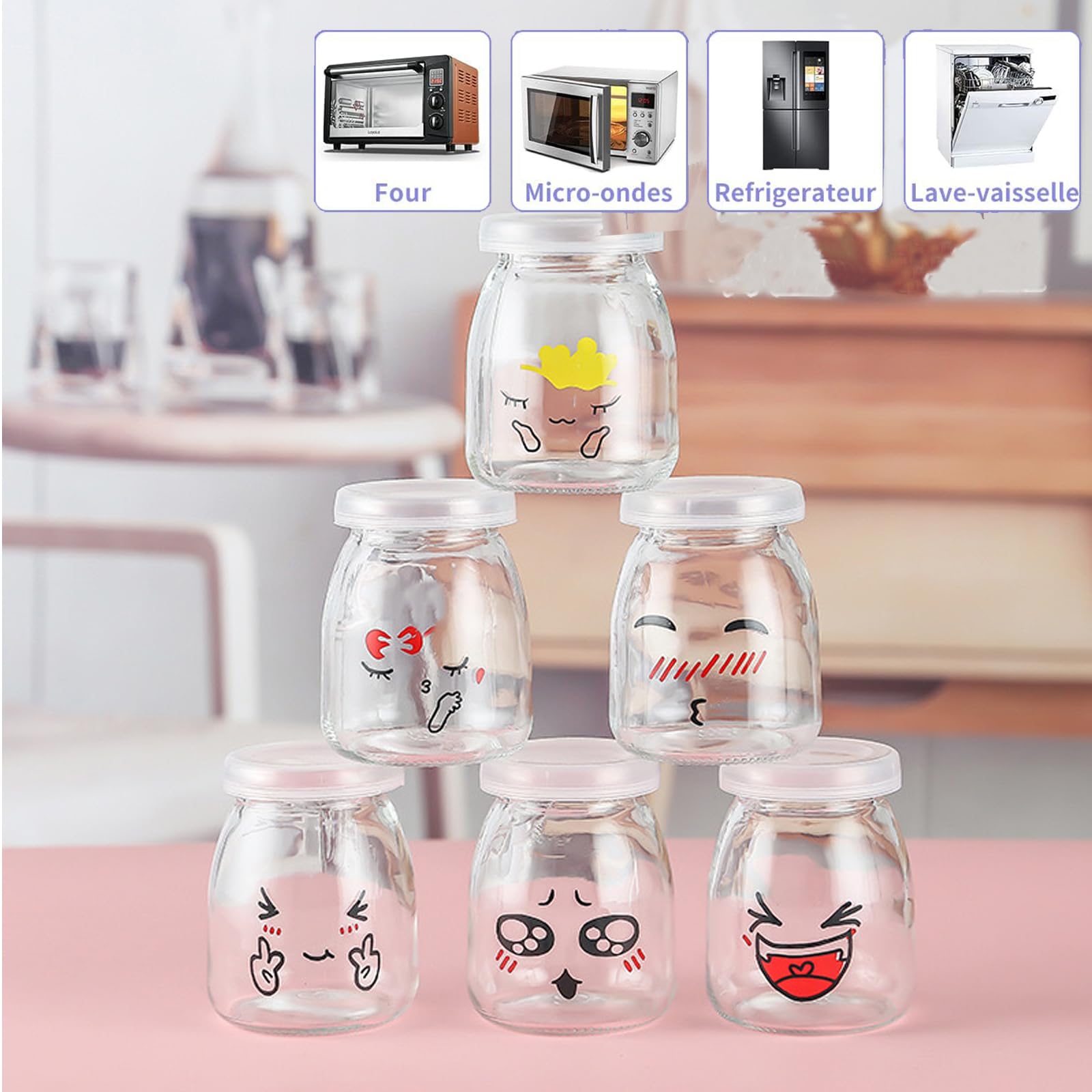 150ml Vasetti Vetro Piccoli, 6 Vasetti Yogurt per Ricambio di Yogurtiera Varoma del Bimby tm5/tm6, Barattolini vetro piccoli con Tappo