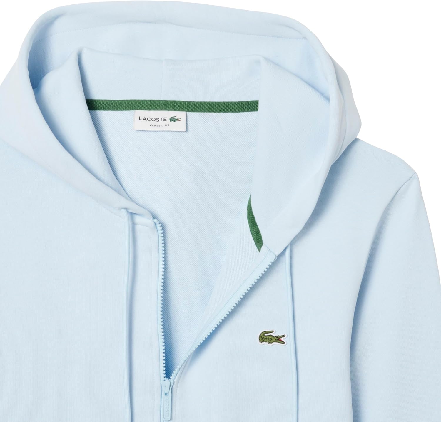 Lacoste Men's Non-Brushed Fleece Half Zip Hoodie, Light Blue, XX-Large - Image 2