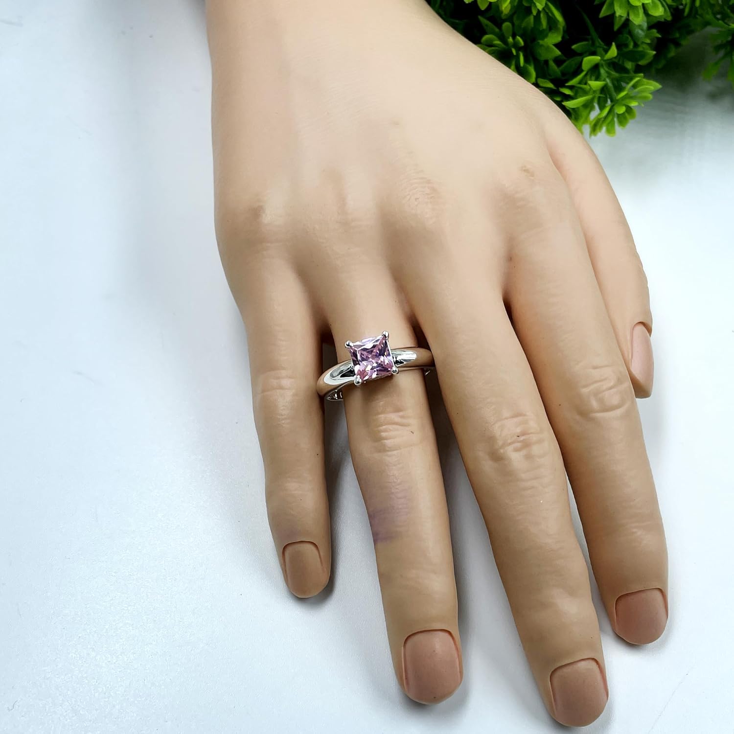 2.00 Carat Princess Cut Pink Sapphire Dome Shape Solitaire Engagement Ring For Women, 14K Gold Plated 925 Silver Princess Cut September Birthstone Pink Sapphire Bridal Solitaire Ring