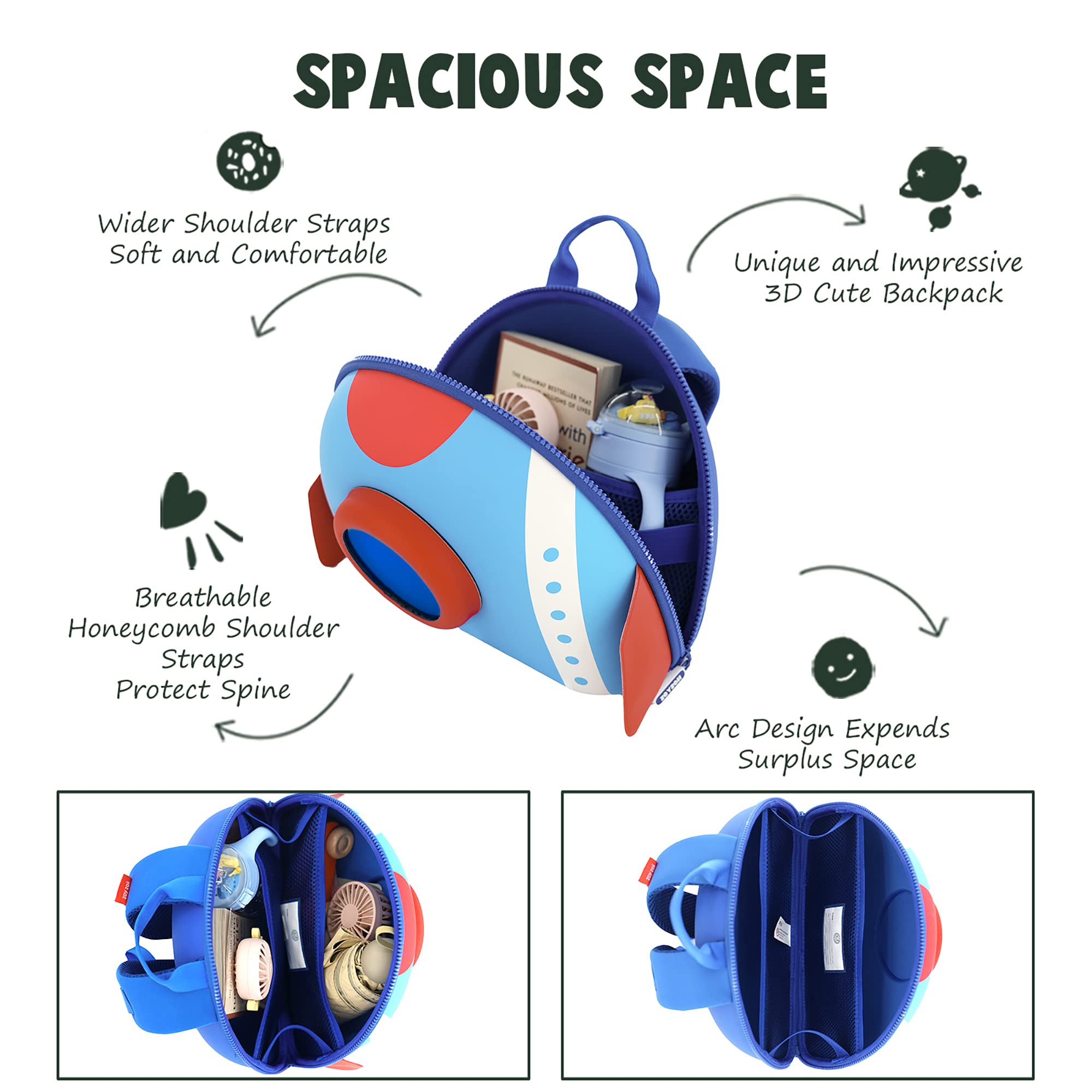 Zoyzoii Zaino per Bambini - Zaino Asilo Bambino Animale Scuola Borsa Zainetto Bambina da 2 a 8 Anni Idee Regalo per Ragazza e Ragazzo per Compleanno,Nuovo Semestre,Viaggi
