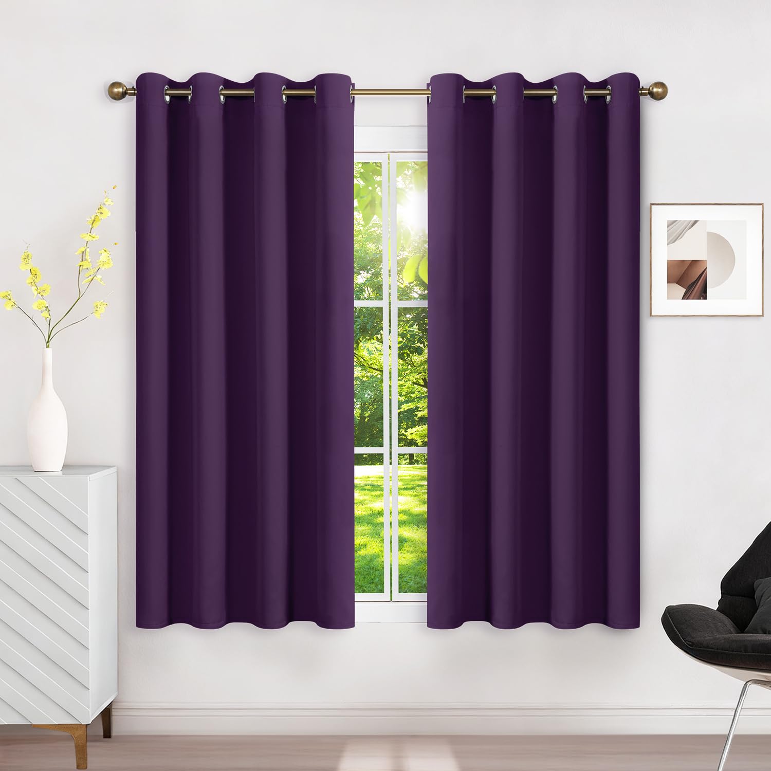 Runyéla Verdunklungsvorhänge mit Ösen Gardinen 2er Set, Vorhänge Blickdicht Thermovorhang Hitzeschutz, Ösenvorhang Thermogardine für Schlafzimmer Wohnzimmer Blackout Curtain