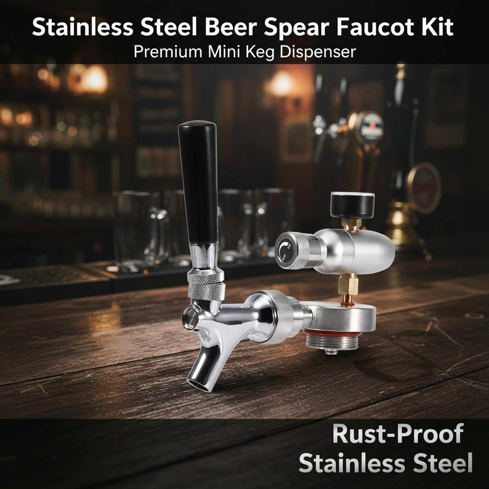 Kit de dispensador de cerveza Mini Keg, grifo de cerveza de acero inoxidable con inyector de CO2, dispensador de toque para 2L / 3.6L / 4L Mini Keg Beer Growler