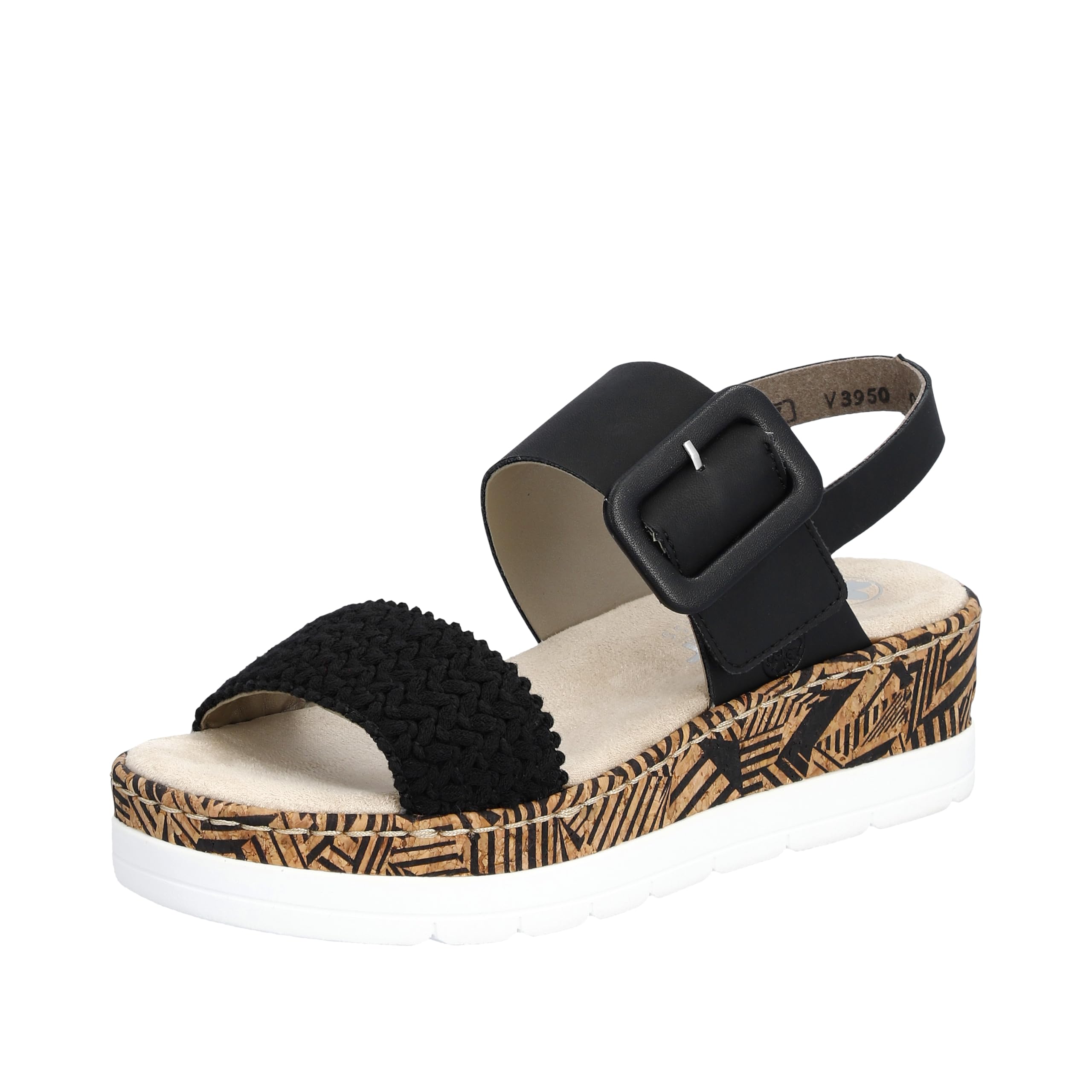 Rieker Women's V3950 Sandals, black, 6 UK
