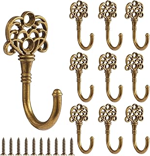 10 PCS Vintage Metal Wall Hooks, Bohemian Decorative Hook with Screws, W...