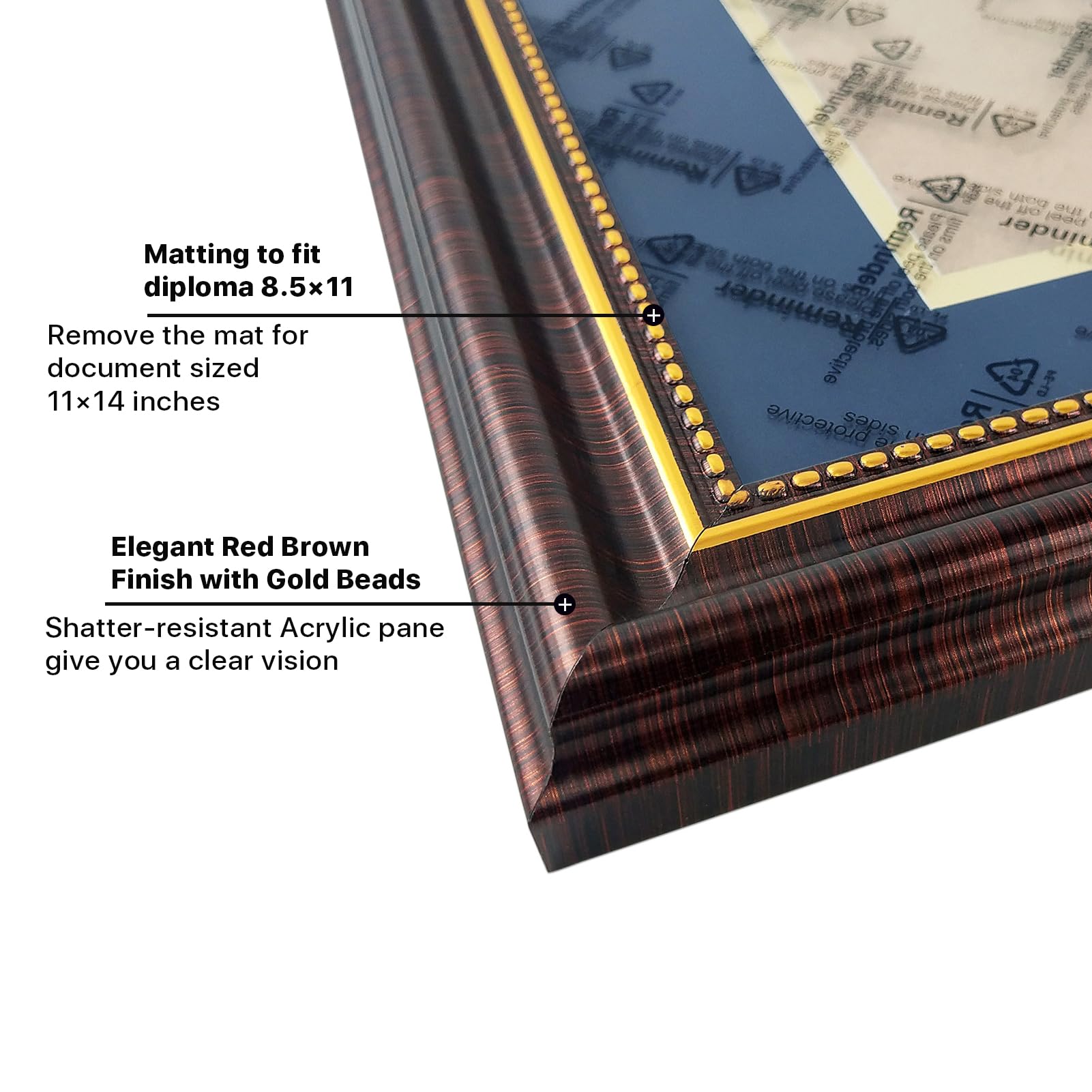 Cornice per diploma, 20,3 x 25,4 cm, colore squadra