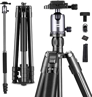 Compact Camera Tripod 62",Lightweight Travel Tripod for DSLR with 360 Degree Ball Head Detachable,Camera Monopod,11lbs Load for Video Camcorder