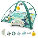 The Peanutshell Unisex Baby Play Gym & 7-in-1 Play Mat - Playmat Baby Toys 0-6, 6-12 Months Tummy Time Mat with Hanging Toys, Soft Padded Mat for Newborns, Infants - Dino