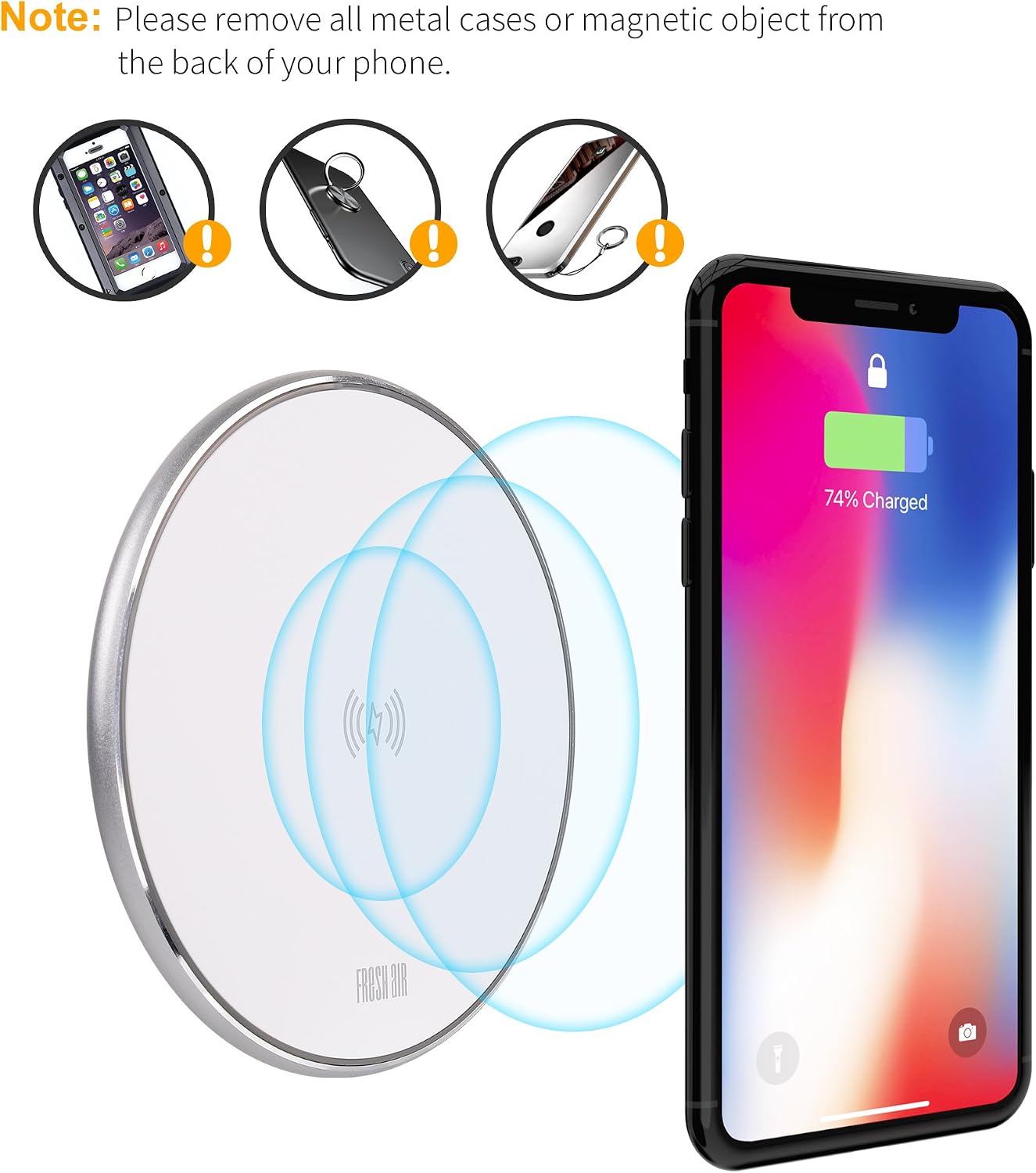 Wireless Charger, Fresh air Wireless Charging Pad Compatible with iPhone 8 Plus/8/X/XS/XS Max, 10W Fast Charger Compatible with Samsung Galaxy S9/S9 Plus/S8 Plus/Note 8/S7, 5W All Qi-Enabled Devices