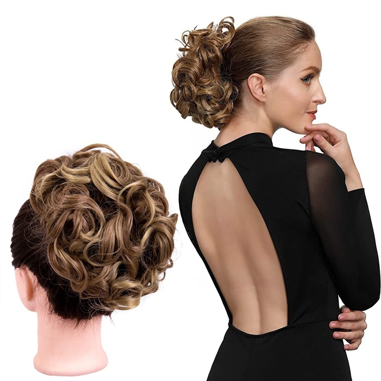 SISWIM Moños Postizos de Pelo Moño sintético desordenado for Mujer Moño Postizo Rizado (Color : 8#)