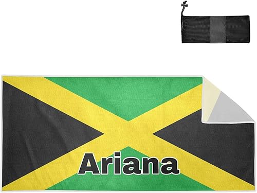 Miniatura 1 de J JOYSAY Toallas de playa personalizadas de secado rápido con bandera de Jamaica para adultos, toallas de playa de microfibra personalizadas con