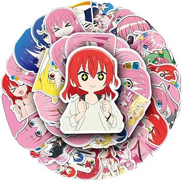 Goto Hitori Anime Stickers Yamada Ryo/Ijichi Nijika/Kita Ikuyo Figures Mixes Sticker Pack 50PCS Waterproof Sticker for Laptop, Skateboards, Luggage, Gifts for Teens Kids Adults