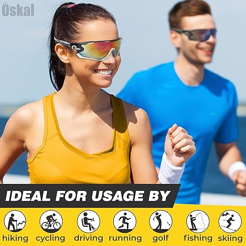 Miniatura 5 de Oskal 2 lentes de correr para hombre, lentes de entrenamiento ultraligeros y que no duermen para hombres, paquetes de gafas de sol deportivas