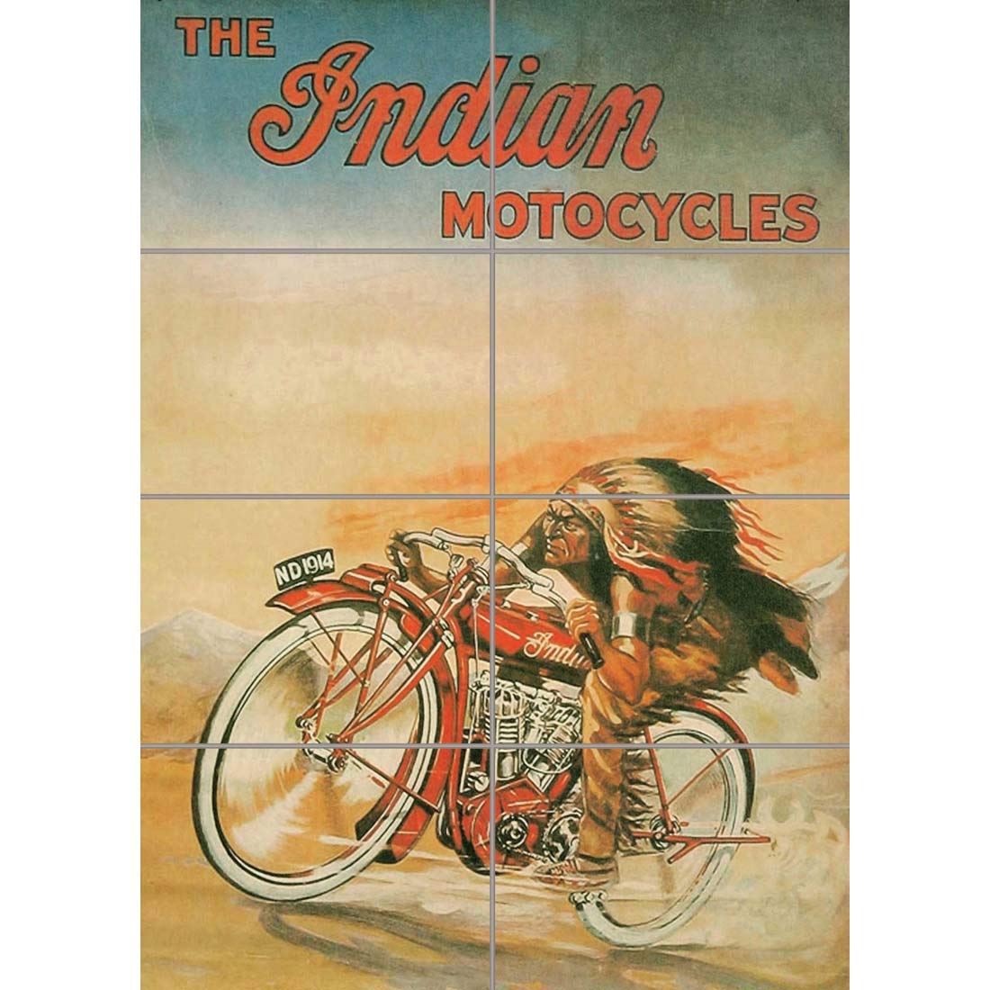 Doppelganger33 Ltd Advert Indian Motorcycles Transport Bike Red Chief Arte de la Pared Multi Panel de Carteles 33x47 Pulgadas